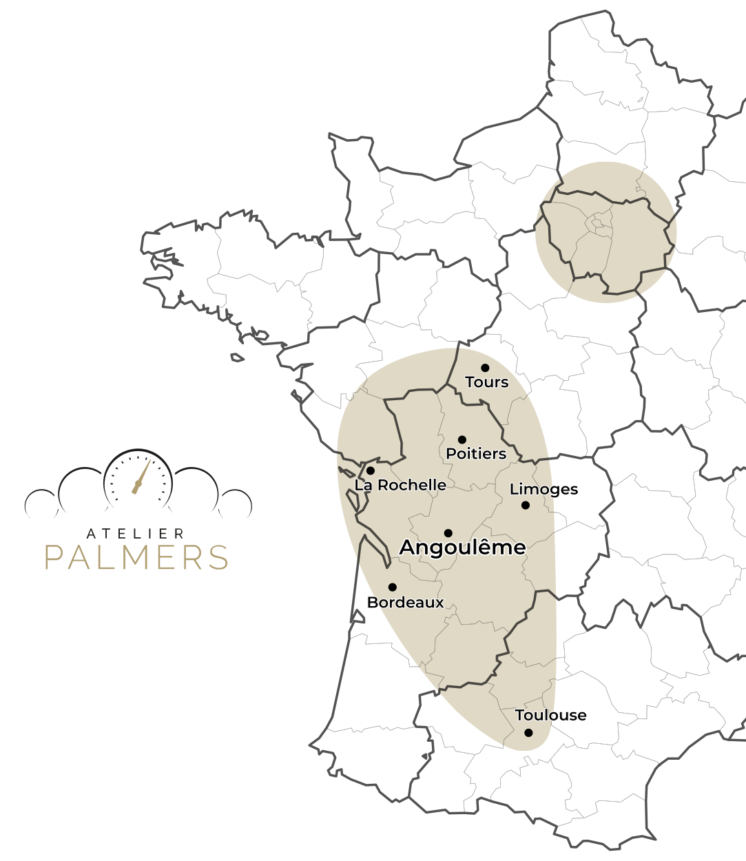 Nouvelle carte de France déplacements Atelier Palmers fin 2024